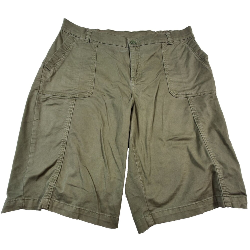 Karen Scott Women's Bermuda Shorts Size 12 Olive Green Stretch Casual